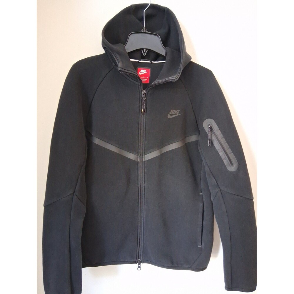 Nike Tech Black w/ Gray Accents Full Zip Hooded Hoodie Sweatshirt Logo Size M